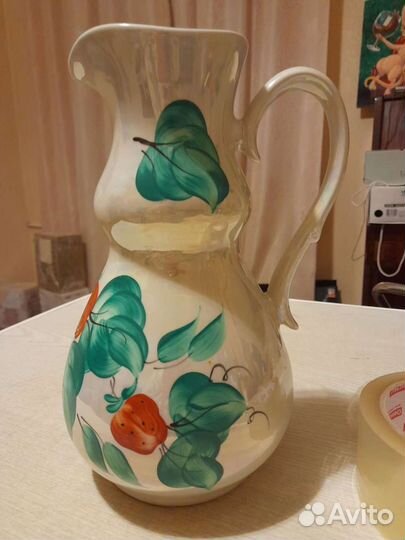 Кувшин керамика ссср,ручная роспись