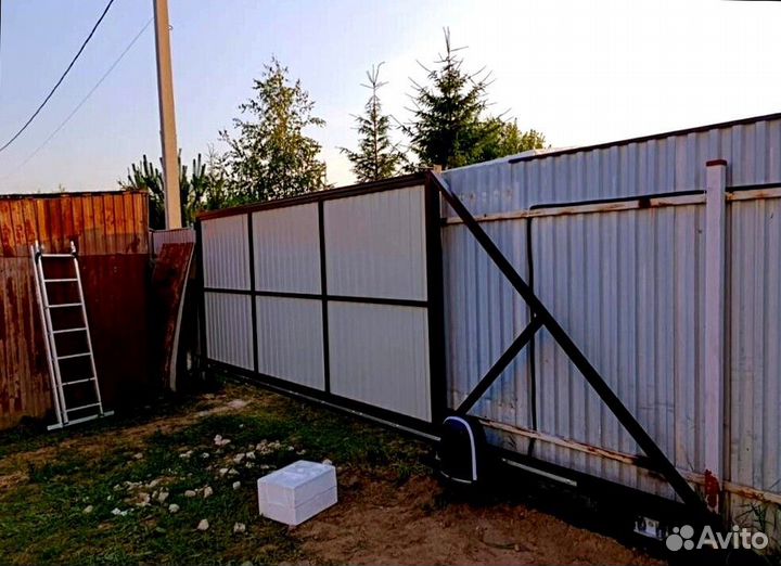 Откатные ворота оцинкованные