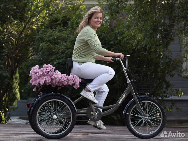 Устойчивый трехколесный велосипед пенсионеру