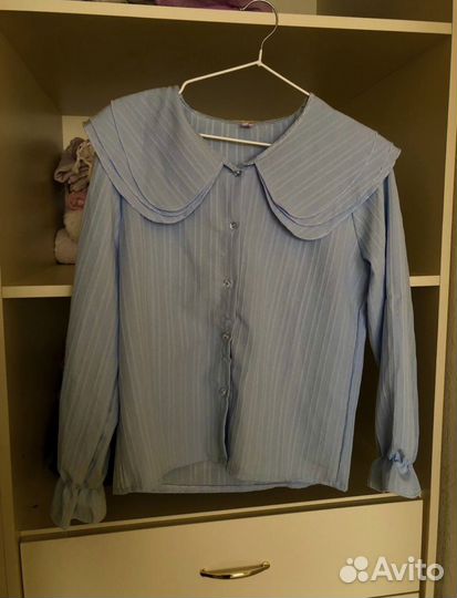Летняя женская голубая рубашка xl