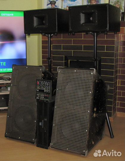 Колонки F.Audio 2100W Рупоры Усилок Микшер Штативы