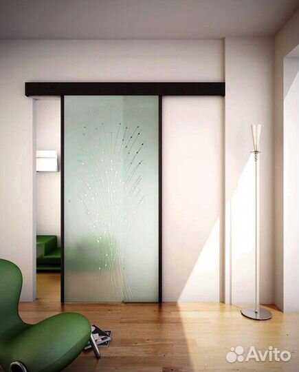 Дверь стеклянная раздвижная