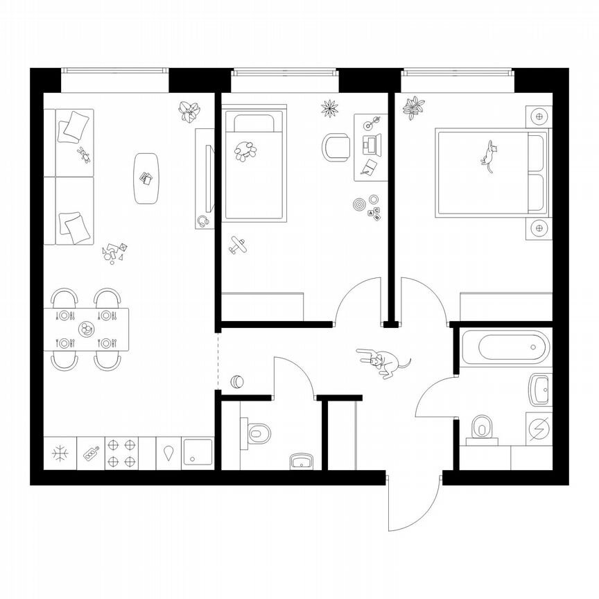 2-к. квартира, 56 м², 10/50 эт.