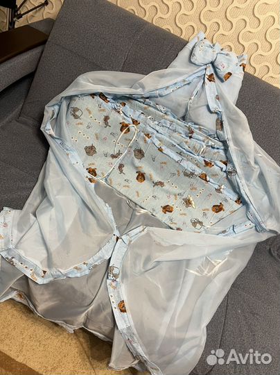 Бортики в кроватку + балдахин