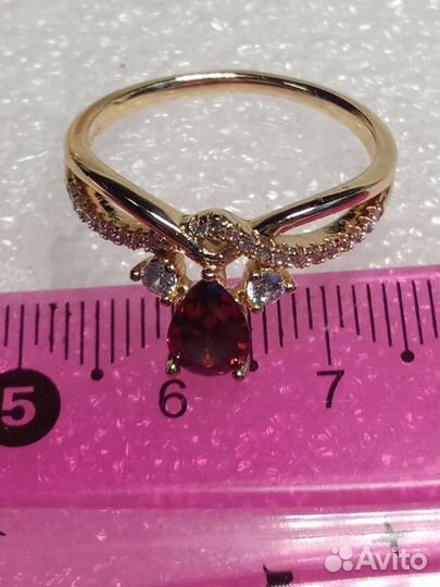 Золотой Комплект с Гранатом 18 размер