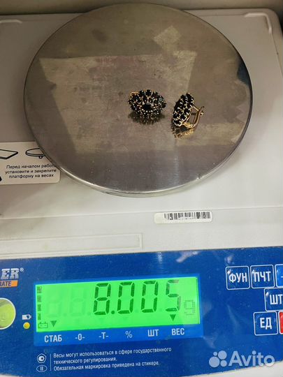 Серьги золотые 585 с гранатом