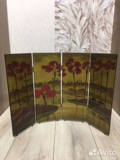 Деревянная раскладная картина. Китайская Ширма