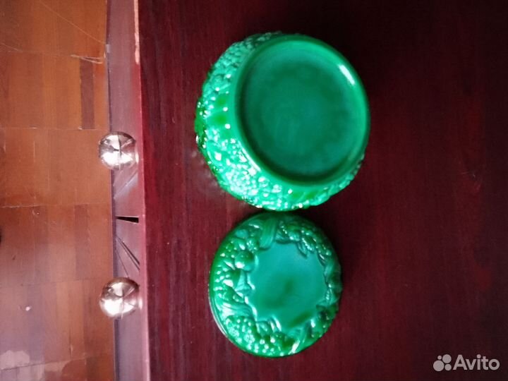 Шкатулка малахитовая, кошечка для ювелирки