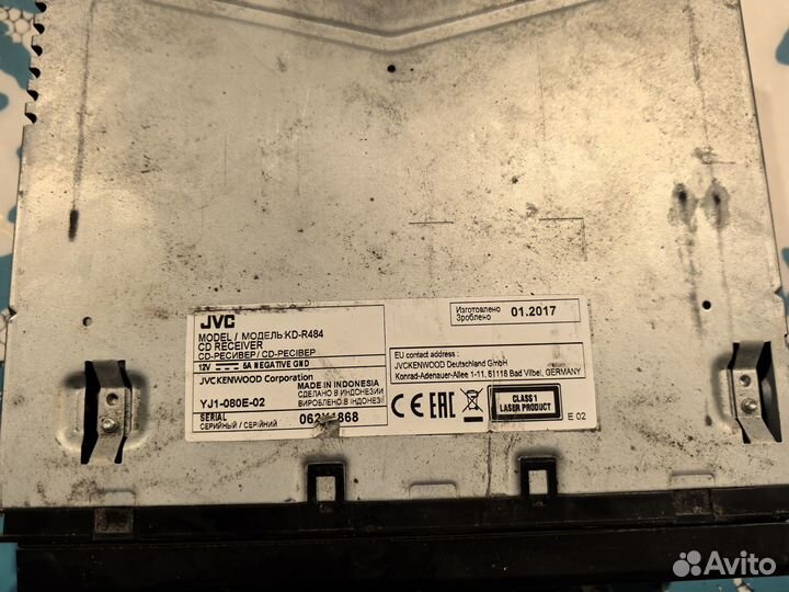 Магнитола 1 din JVC kd-r484