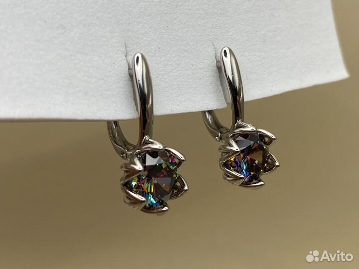 Сертги с мистик топазом, размер 2,2