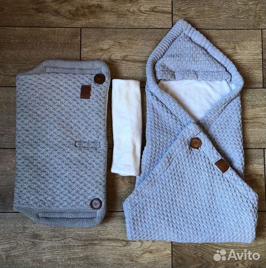 Вязанная тёплая муфта (как варежки) на коляску фир