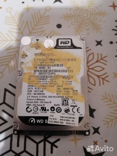 Жесткий диск для ноутбука WD 250 gb