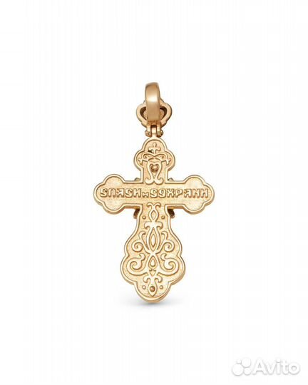 Крест православный 925 позолото эмаль и фианит