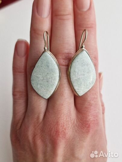 Серьги и Кольцо Амазонит Винтаж