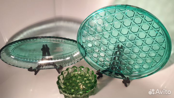 Ваза цветной хрусталь Селедочница винтаж СССР