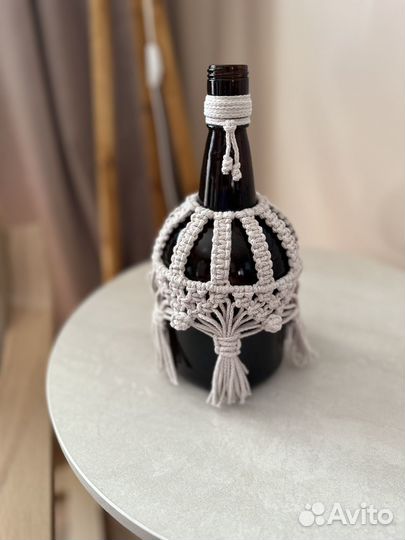 Ваза бутылка макраме ручной работы
