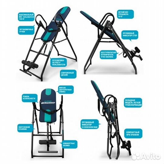 Инверсионный стол Flipper Сине-бирюзовый