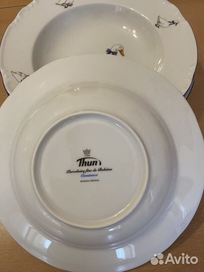 Тарелки Гуси Thun Bohemia, новые, Суповые. 6 шт