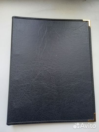 Папка для документов черная кожанная