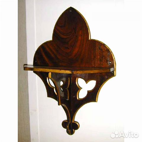 Антикварная Английская настенная полка Орех 19в