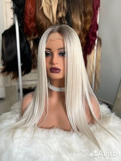 Парик пепельный блонд на сетке