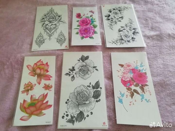 Флеш тату наклейки, временные переводные тату