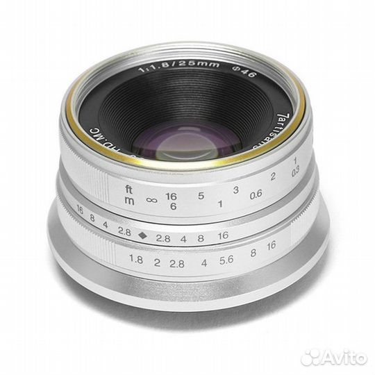 Объектив 7artisans 25mm F1.8 Fuji X, серебряный