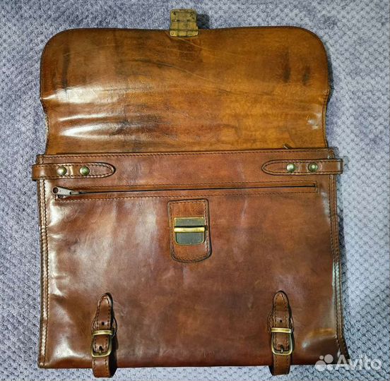 Мужской кожаный портфель коричневый Италия