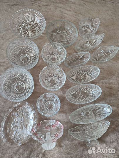 Ваза для фруктов, салатники, хрусталь