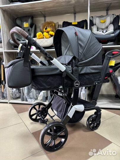 Новая коляска трансформер Aimile Original, кожа