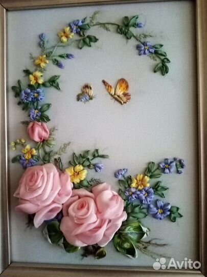 Картина, вышивка шелковыми лентами