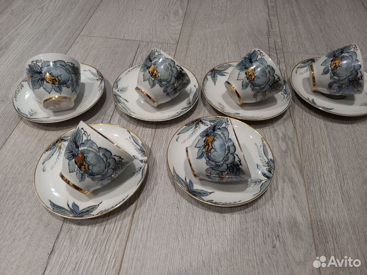 Кухонный сервиз лфз синий с позолотой