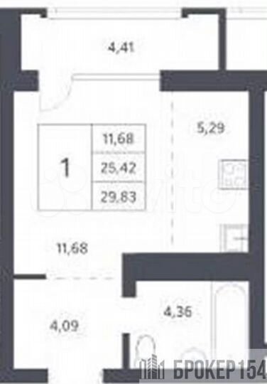 Квартира-студия, 25,4 м², 16/21 эт.