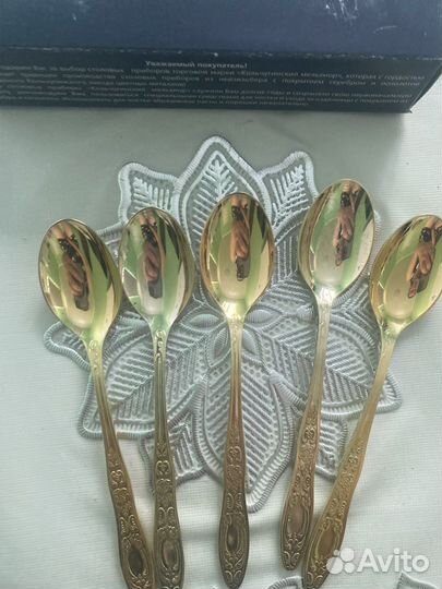 Кофейные ложки мельхиор с позолотой СССР новые