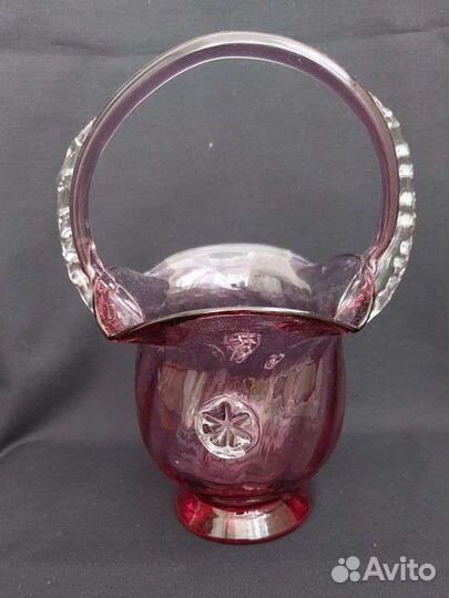 Конфетница цветное стекло СССР и Соусник Reinecke