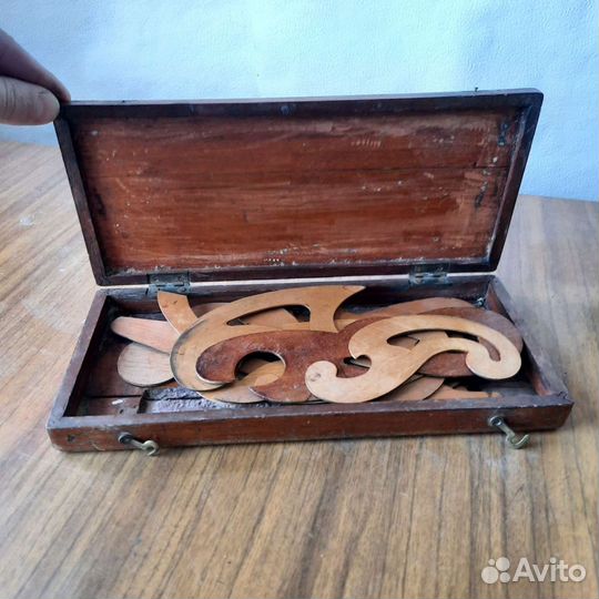 Лекала, набор 12 штук, старинные, деревянные