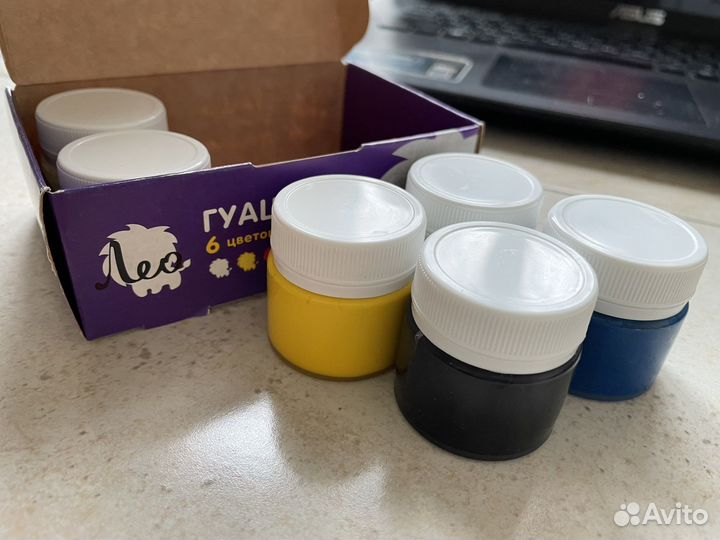 Гуашь детская 6 цветов новая
