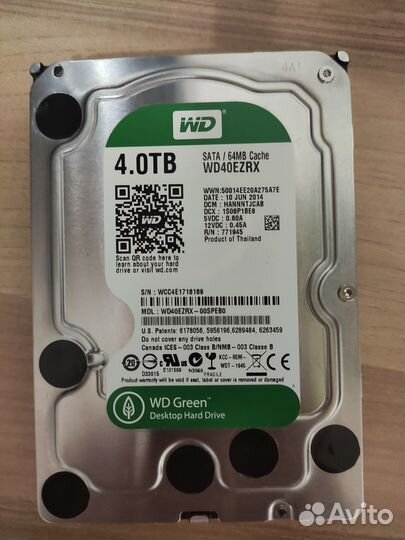 HDD WD Green 4 Тб меленький пробег, не китай
