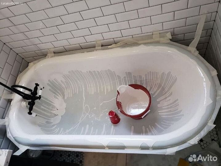 Покрытие ванны жидким акрилом. Гарантия 3 года