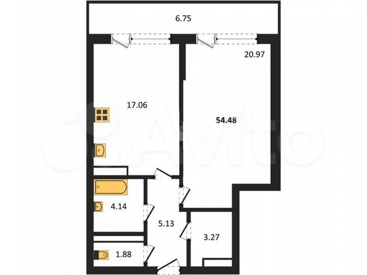 1-к. квартира, 55,8 м², 16/23 эт.