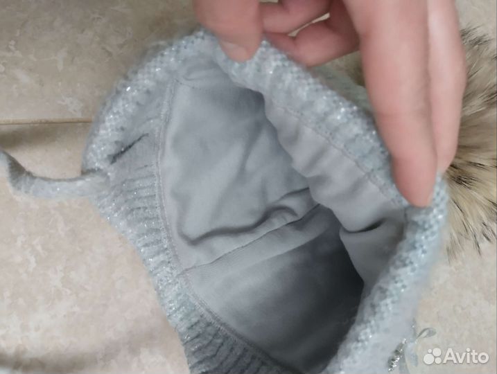 Зимняя шапка для девочки с натуральным мехом