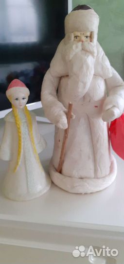 Дед мороз СССР из ваты и снегурочка