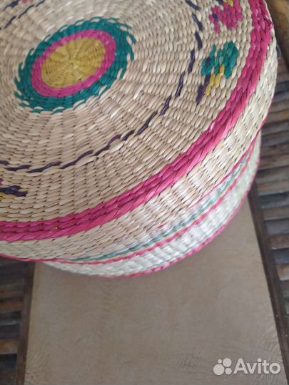 Шкатулка СССР соломенная с тесьмой