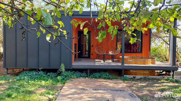 Готовая баня с террасой со сборкой