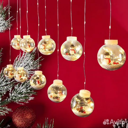 Гирлянда со снеговиком