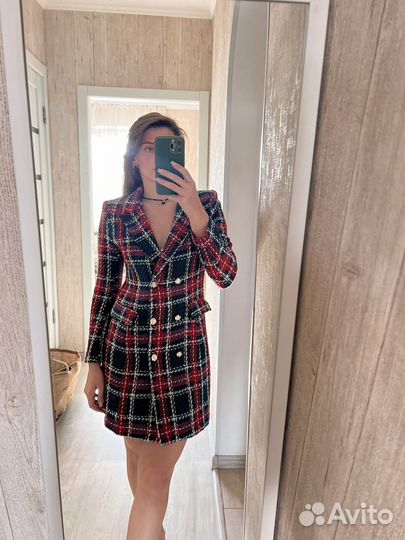 Платье пиджак твидовое S, M