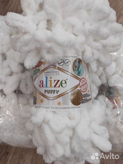 Пряжа Alize Рuffy 55 бeлый упаковкaиз 5 шт