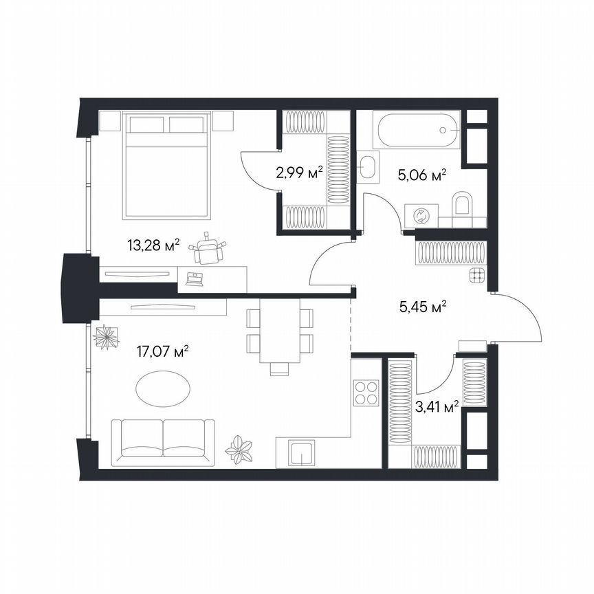1-к. квартира, 47,3 м², 27/28 эт.