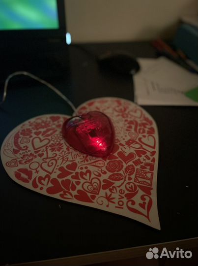 Подарочный набор мышка и коврик в виде сердца