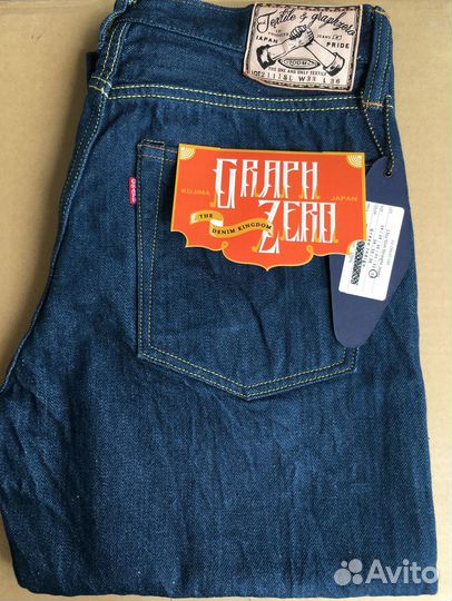 Японские джинсы Graph Zero Green Indigo 13OZ W33